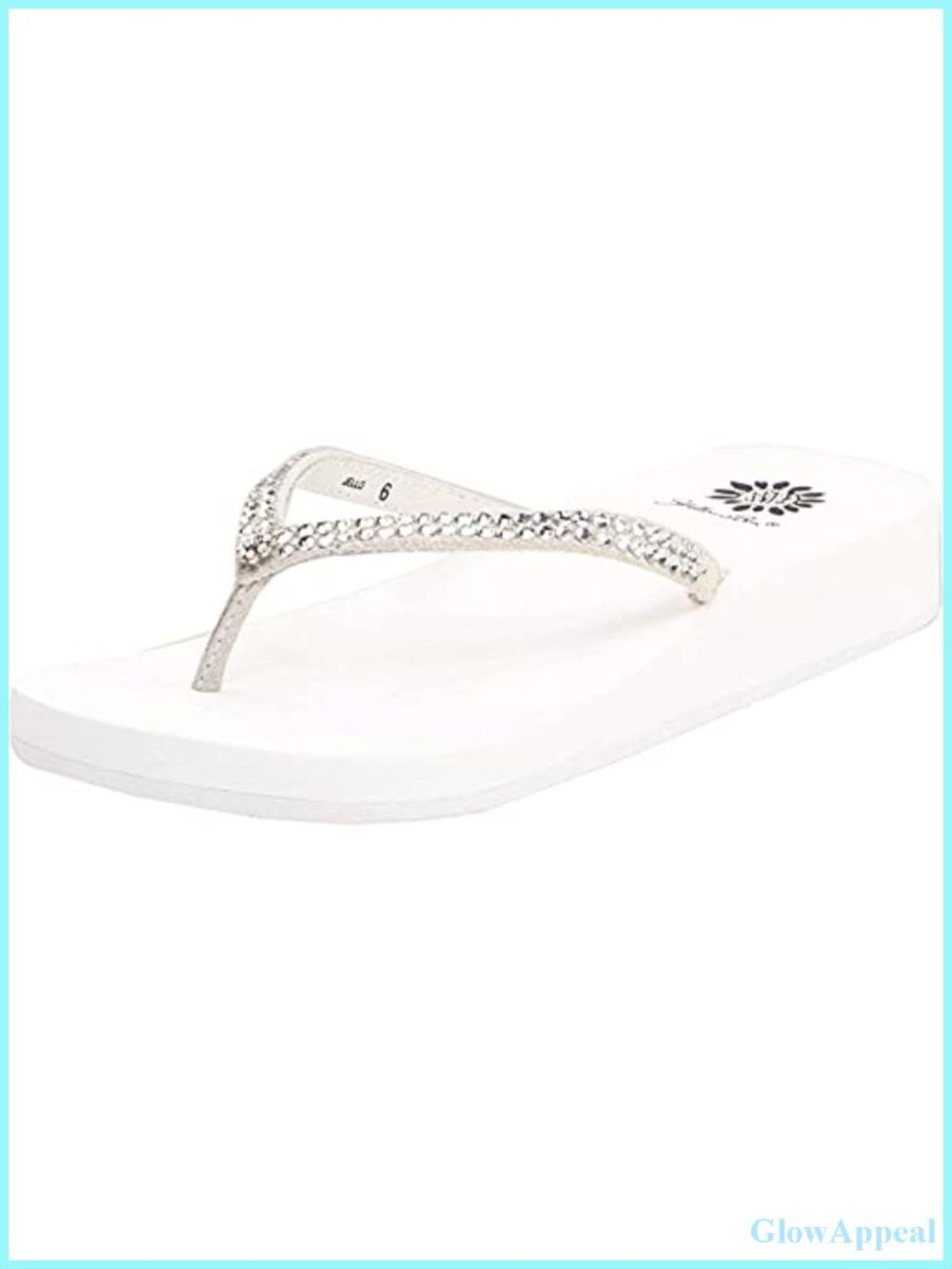 Yellow Box Jello Wedge Flip-Flop Sandal with Rhinestone Embellishment for